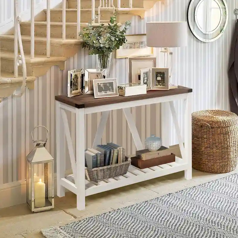 Pellebant Table console d'entrée en A, table de canapé longue avec étagère - 114,99 cm L x 35,51 cm l x 80,98 cm H