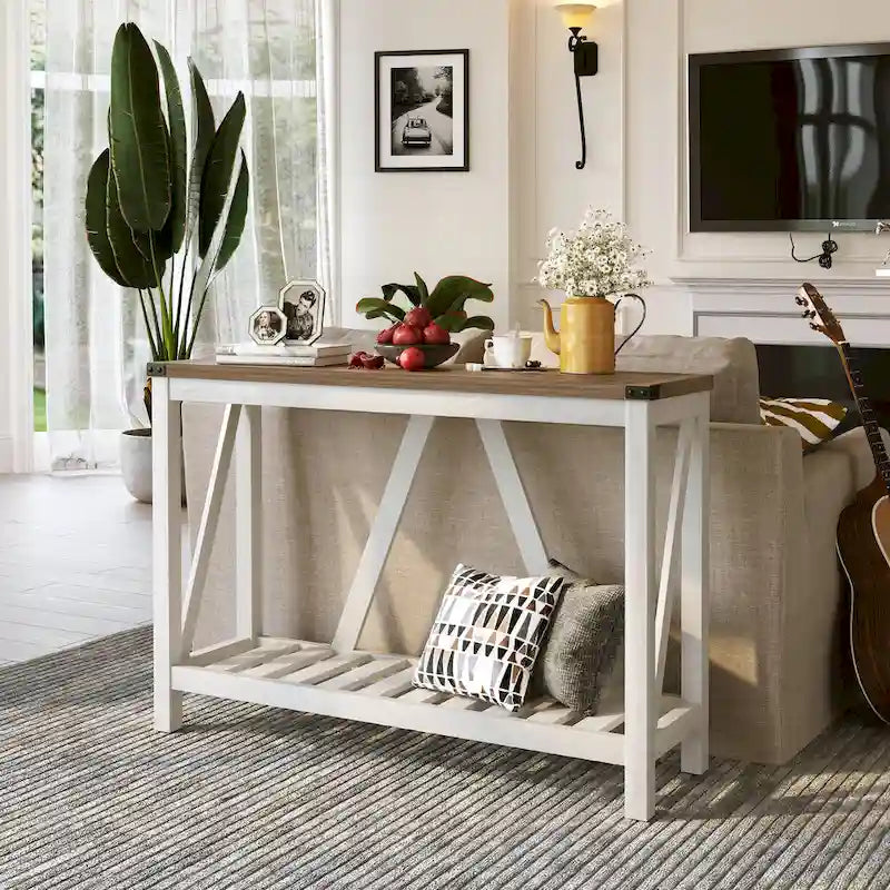 Pellebant Table console d'entrée en A, table de canapé longue avec étagère - 114,99 cm L x 35,51 cm l x 80,98 cm H