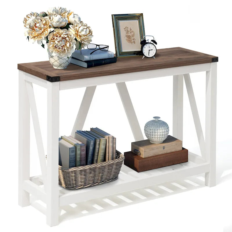 Pellebant Table console d'entrée en A, table de canapé longue avec étagère - 114,99 cm L x 35,51 cm l x 80,98 cm H