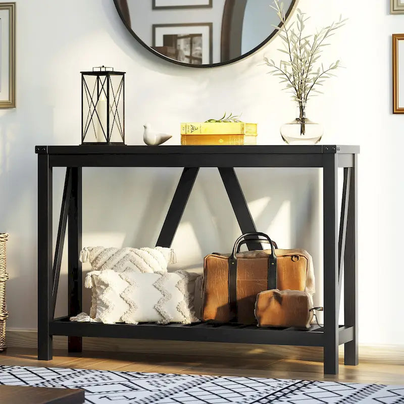 Pellebant Table console d'entrée en A, table de canapé longue avec étagère - 114,99 cm L x 35,51 cm l x 80,98 cm H
