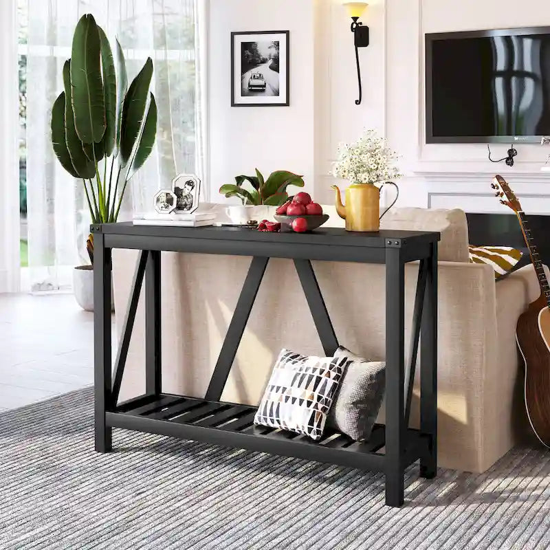 Pellebant Table console d'entrée en A, table de canapé longue avec étagère - 114,99 cm L x 35,51 cm l x 80,98 cm H