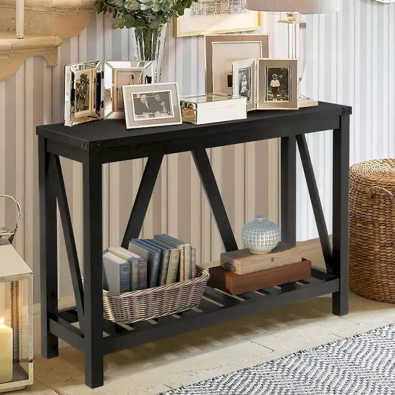 Pellebant Table console d'entrée en A, table de canapé longue avec étagère - 114,99 cm L x 35,51 cm l x 80,98 cm H