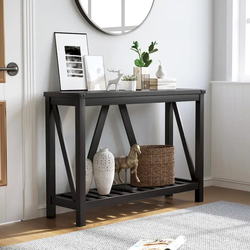 Pellebant Table console d'entrée en A, table de canapé longue avec étagère - 114,99 cm L x 35,51 cm l x 80,98 cm H