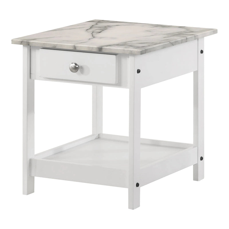 DH BASIC Ensemble table basse 4 pièces en bois d'hévéa avec étagères ouvertes et tiroir par Denhour