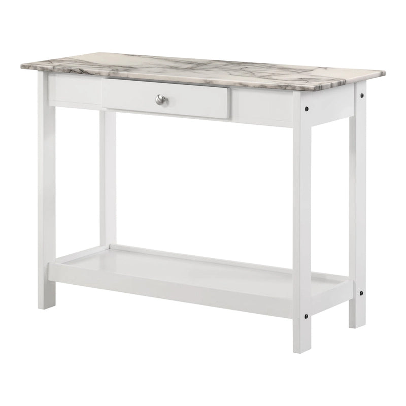 DH BASIC Ensemble table basse 4 pièces en bois d'hévéa avec étagères ouvertes et tiroir par Denhour