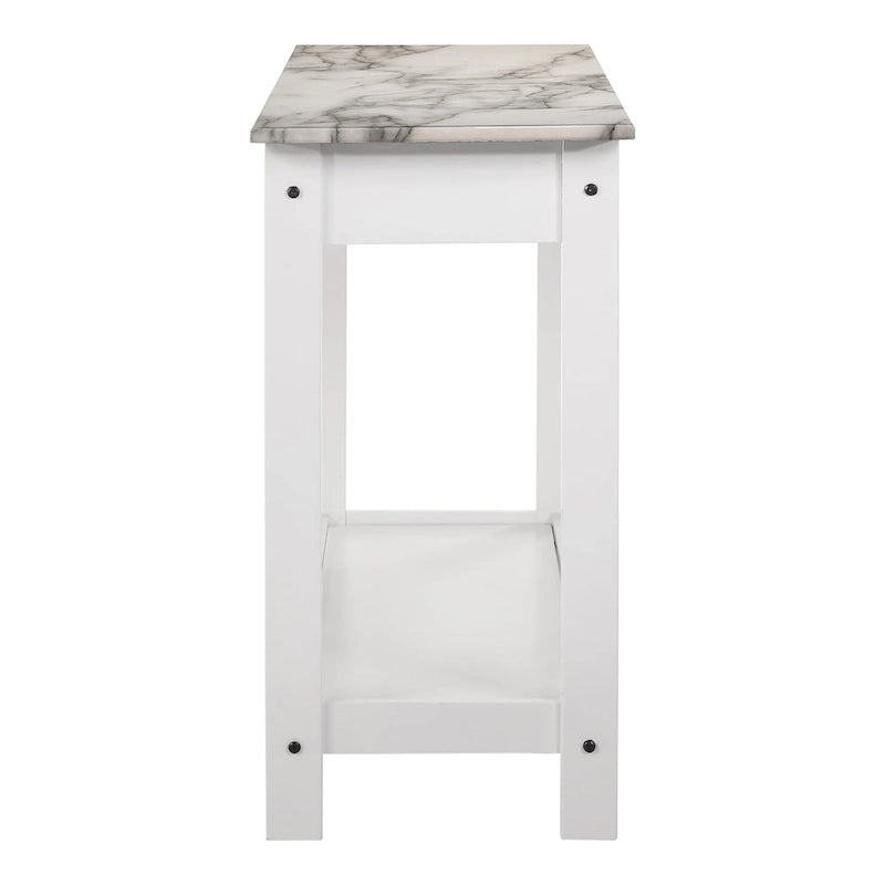 DH BASIC Ensemble table basse 4 pièces en bois d'hévéa avec étagères ouvertes et tiroir par Denhour