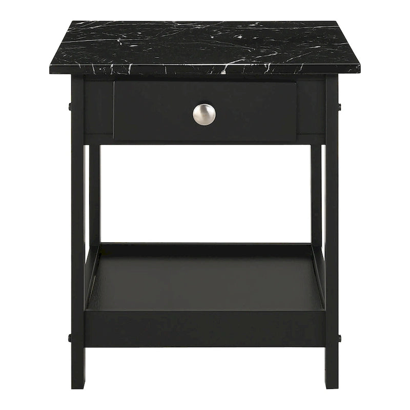DH BASIC Ensemble table basse 4 pièces en bois d'hévéa avec étagères ouvertes et tiroir par Denhour
