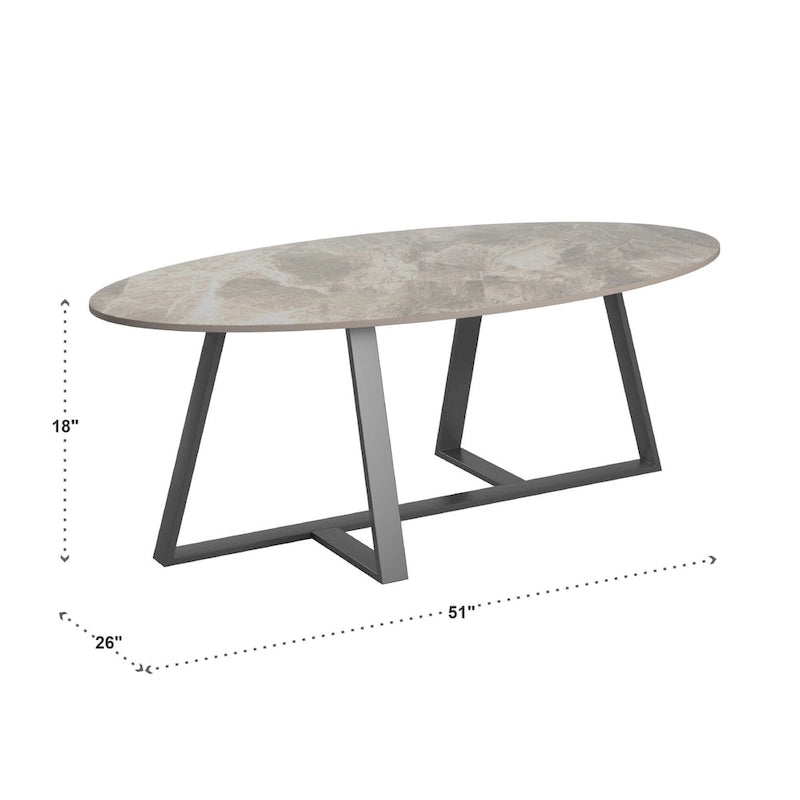 Tables basses Jurmala en pierre frittée brillante avec piètement en métal gris par iNSPIRE Q Modern