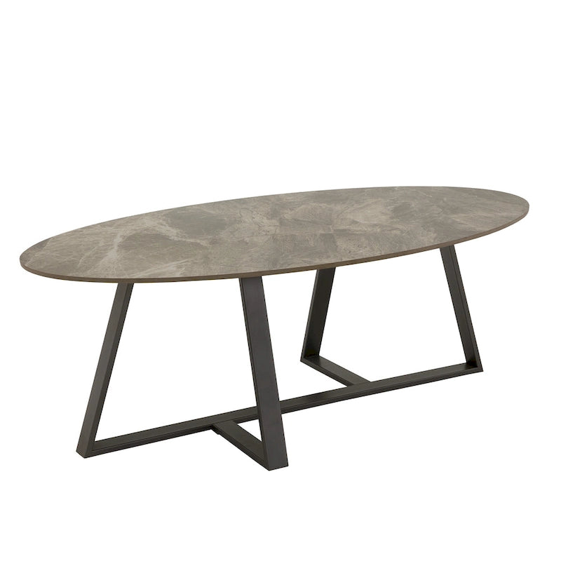 Tables basses Jurmala en pierre frittée brillante avec piètement en métal gris par iNSPIRE Q Modern