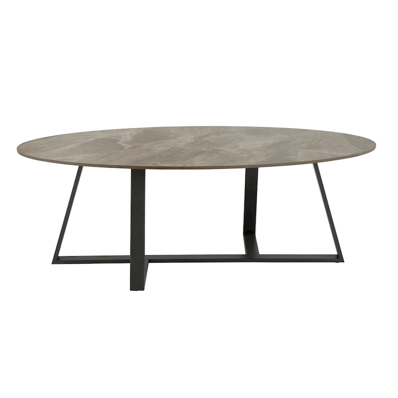 Tables basses Jurmala en pierre frittée brillante avec piètement en métal gris par iNSPIRE Q Modern