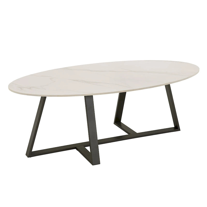 Tables basses Jurmala en pierre frittée brillante avec piètement en métal gris par iNSPIRE Q Modern