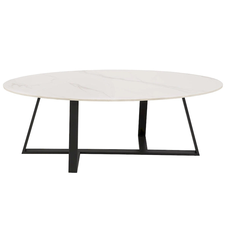 Tables basses Jurmala en pierre frittée brillante avec piètement en métal gris par iNSPIRE Q Modern