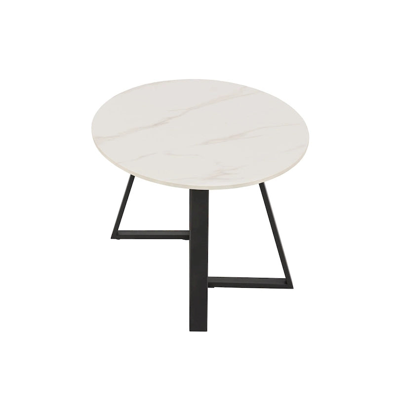 Tables basses Jurmala en pierre frittée brillante avec piètement en métal gris par iNSPIRE Q Modern