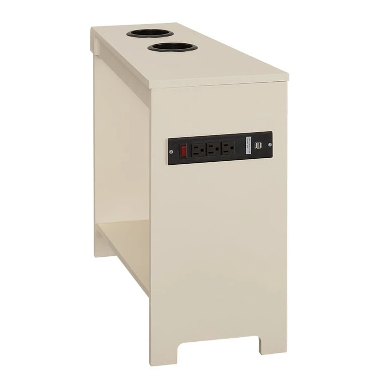 Table d'appoint étroite avec station de charge - Table de chevet avec rangement, 2 prises de courant et 2 ports USB