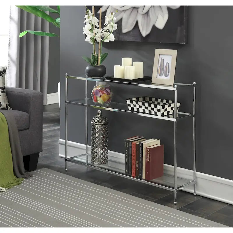Convenience Concepts Royal Crest Table console à 3 niveaux en verre