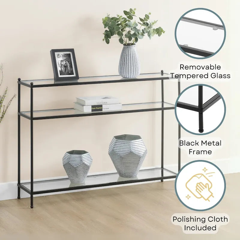 Convenience Concepts Royal Crest Table console à 3 niveaux en verre