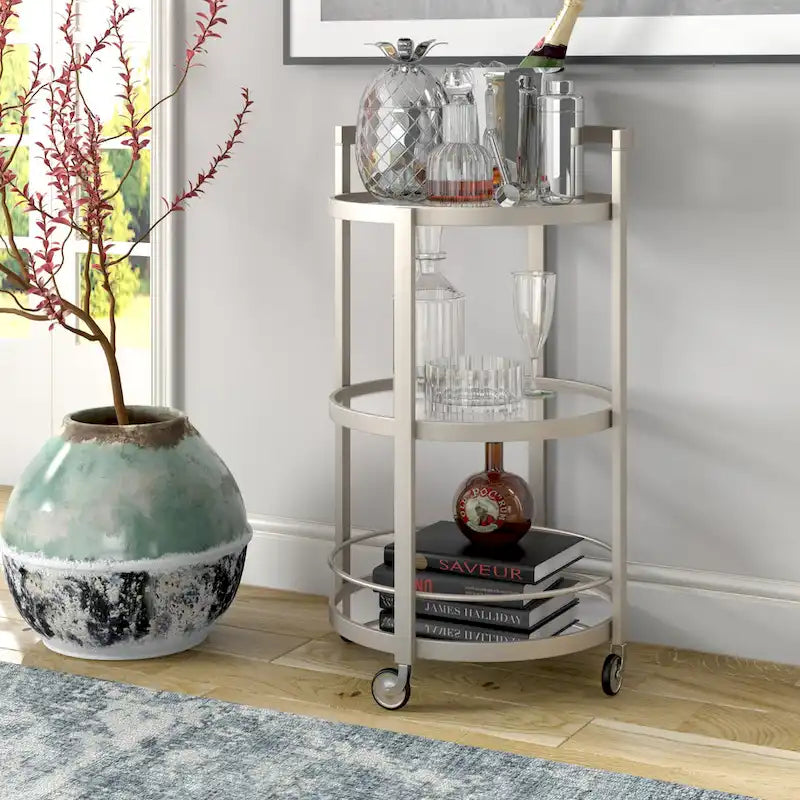 Silver Orchid Chariot de bar Carmen avec miroir