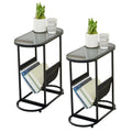 Tables d'appoint ovales étroites, lot de 2 tables d'extrémité avec rangement organisateur