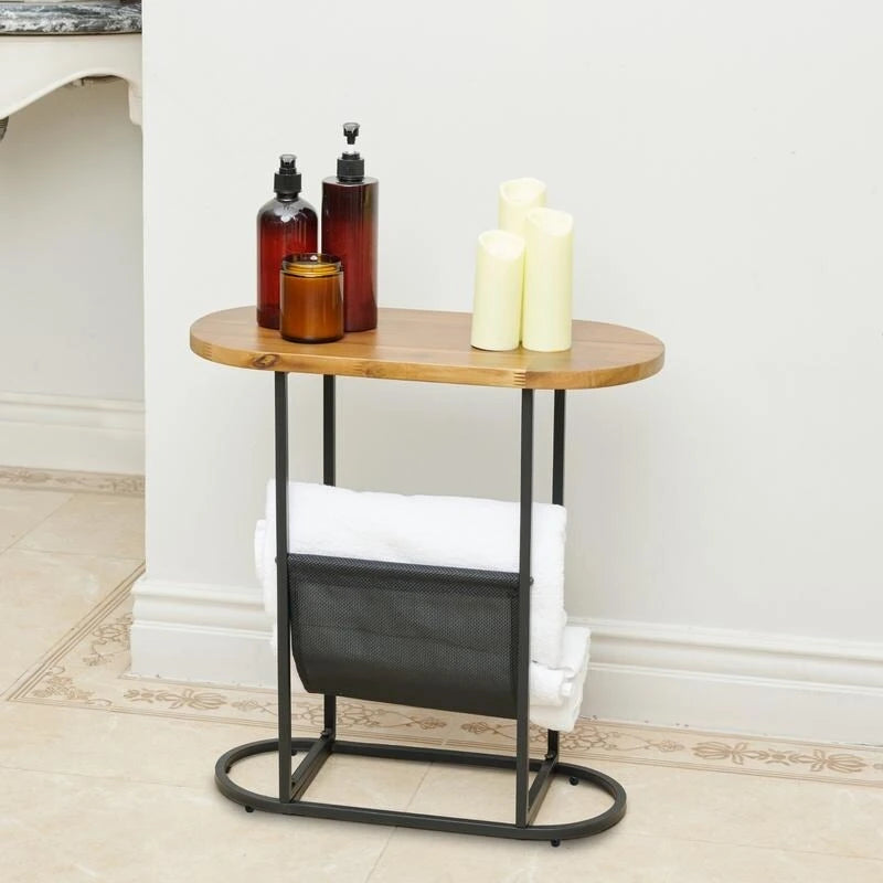 Tables d'appoint ovales étroites, lot de 2 tables d'extrémité avec rangement organisateur