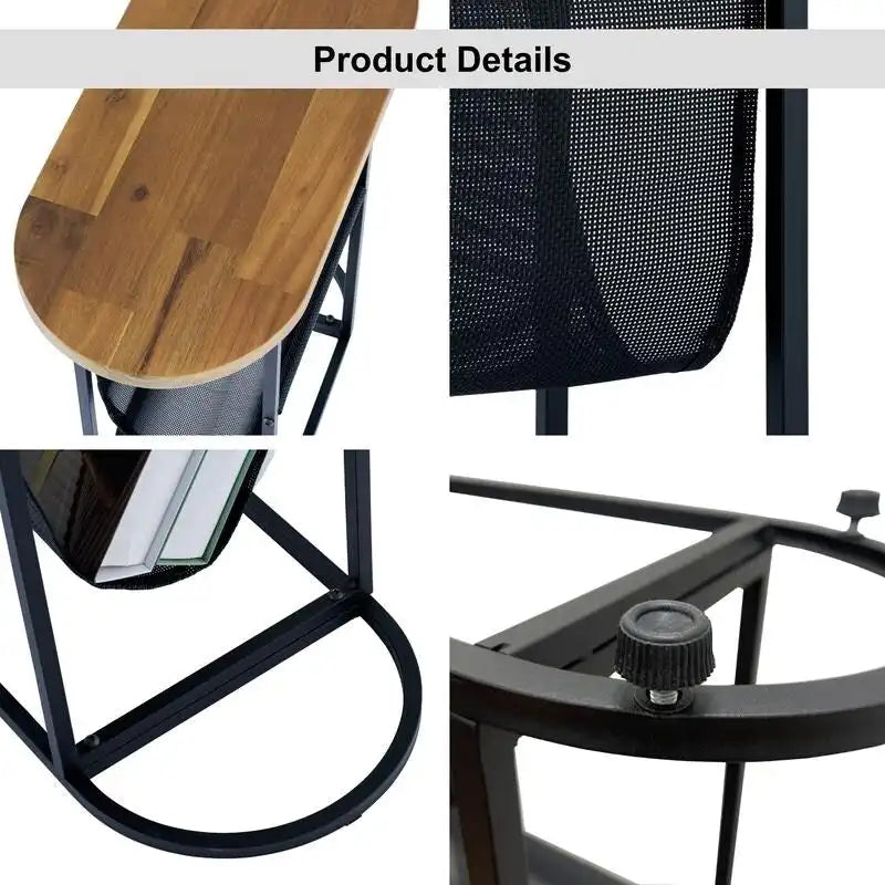 Tables d'appoint ovales étroites, lot de 2 tables d'extrémité avec rangement organisateur