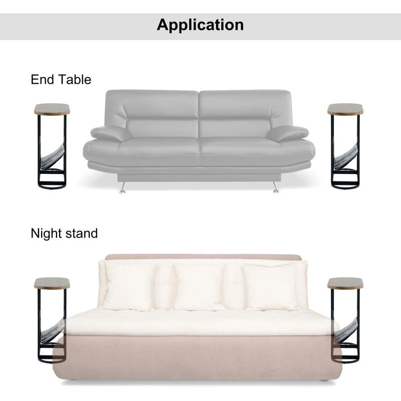 Tables d'appoint ovales étroites, lot de 2 tables d'extrémité avec rangement organisateur