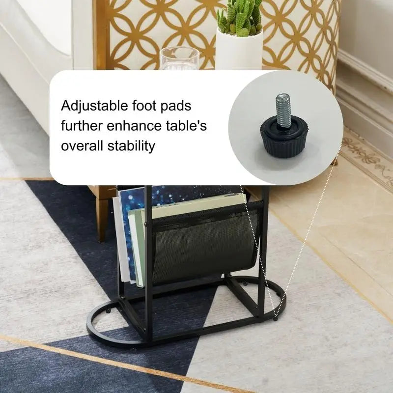 Tables d'appoint ovales étroites, lot de 2 tables d'extrémité avec rangement organisateur