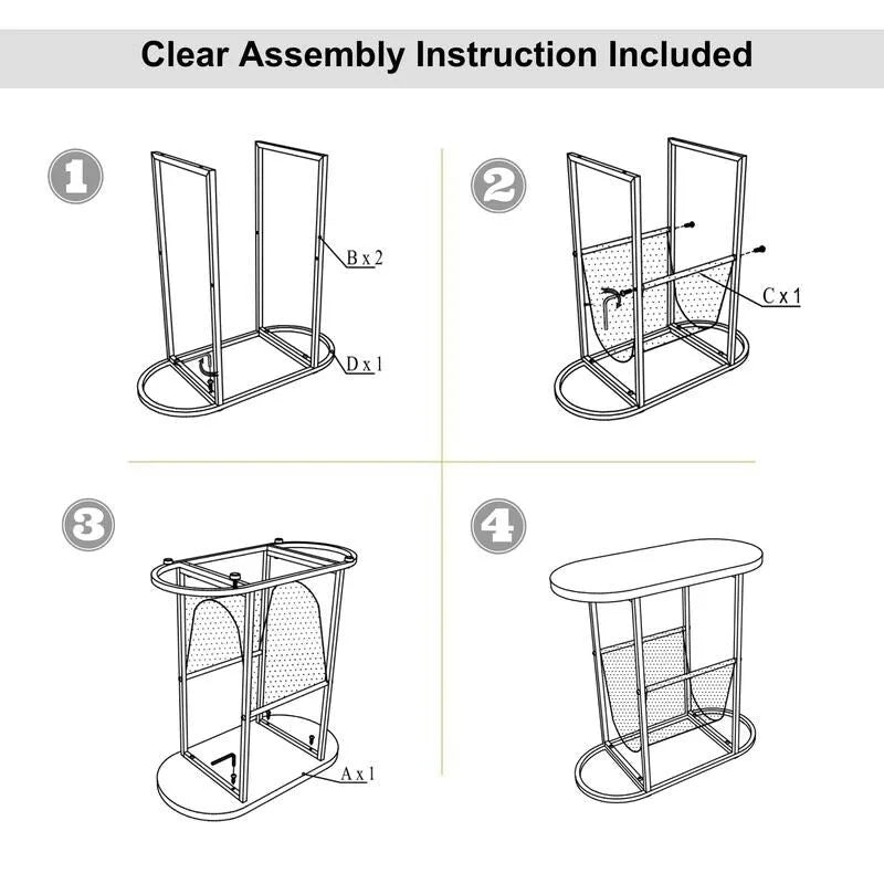 Tables d'appoint ovales étroites, lot de 2 tables d'extrémité avec rangement organisateur
