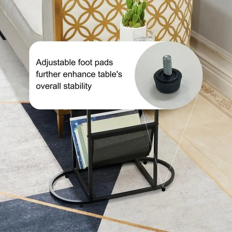 Tables d'appoint ovales étroites, lot de 2 tables d'extrémité avec rangement organisateur