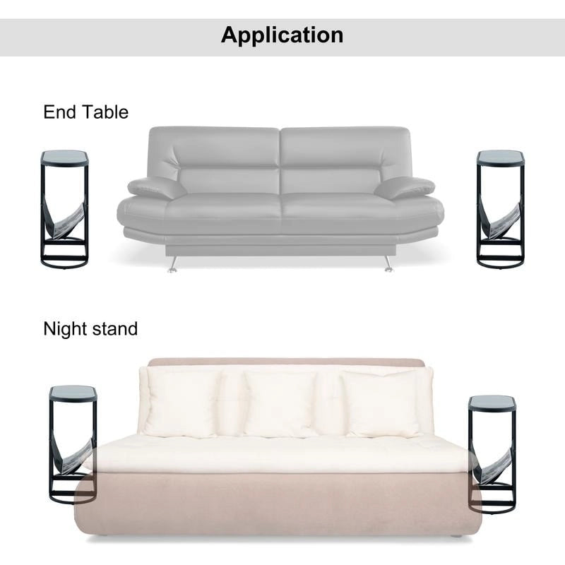 Tables d'appoint ovales étroites, lot de 2 tables d'extrémité avec rangement organisateur