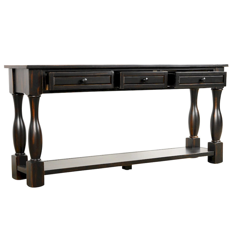 Table console Nestfair de 162 cm de large avec tiroirs et étagère