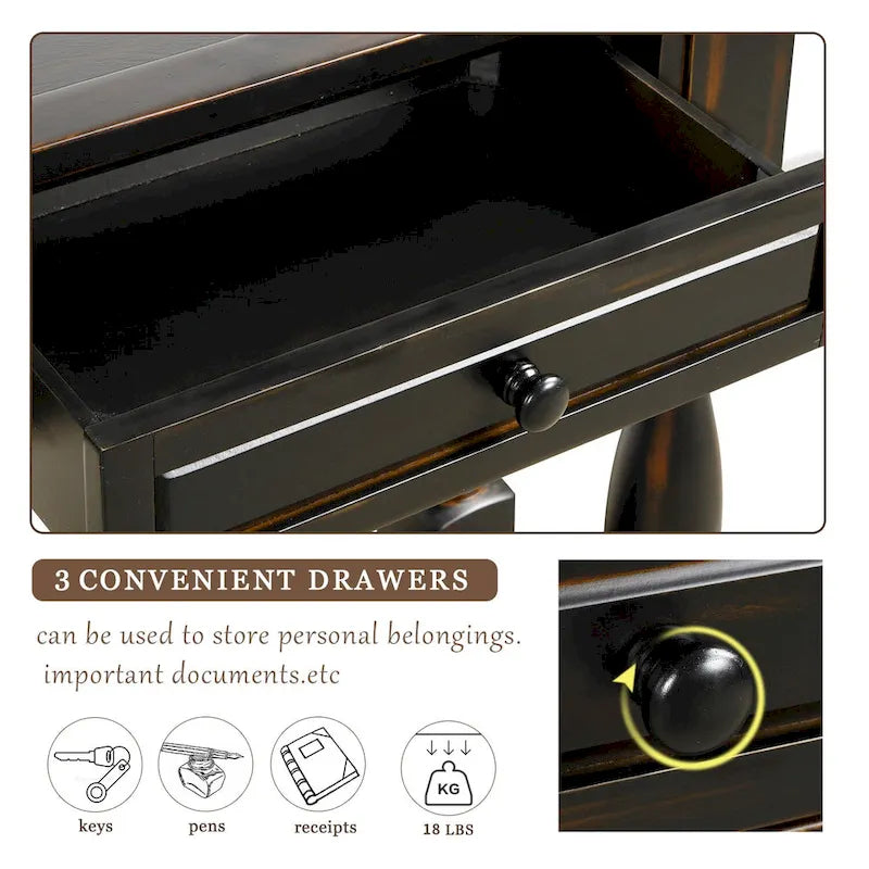 Table console Nestfair de 162 cm de large avec tiroirs et étagère