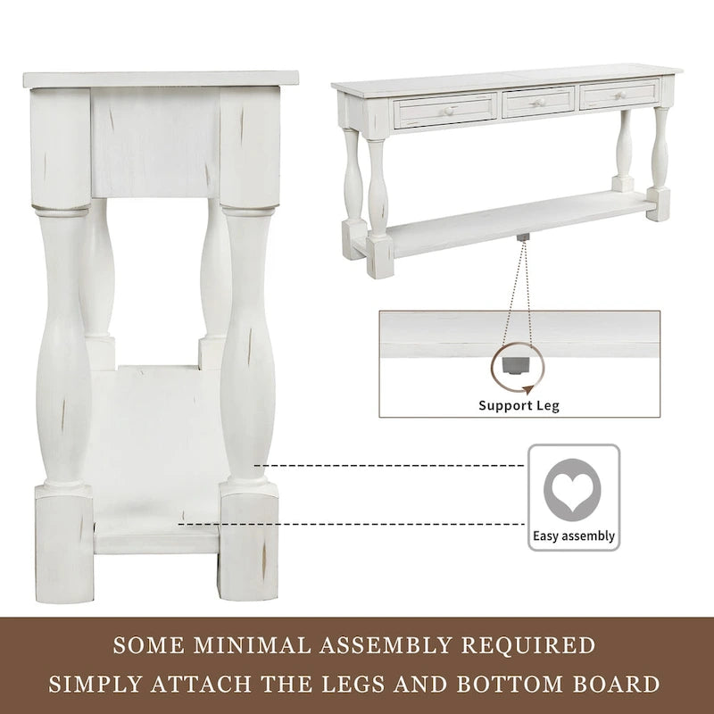 Table console Nestfair de 162 cm de large avec tiroirs et étagère