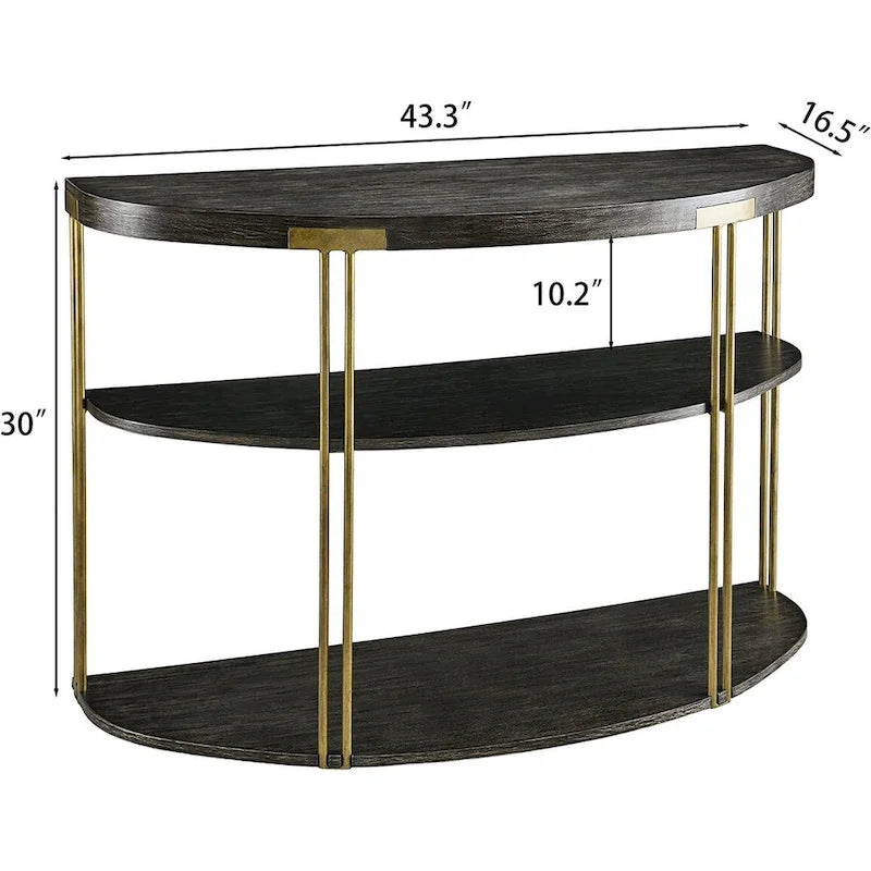 Table basse ronde à 2 niveaux avec étagère de rangement en bois massif