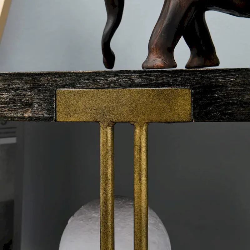 Table basse ronde à 2 niveaux avec étagère de rangement en bois massif