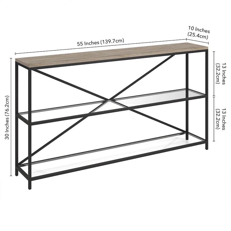 Fionn Table console rectangulaire large de 55 po - 55 po de large