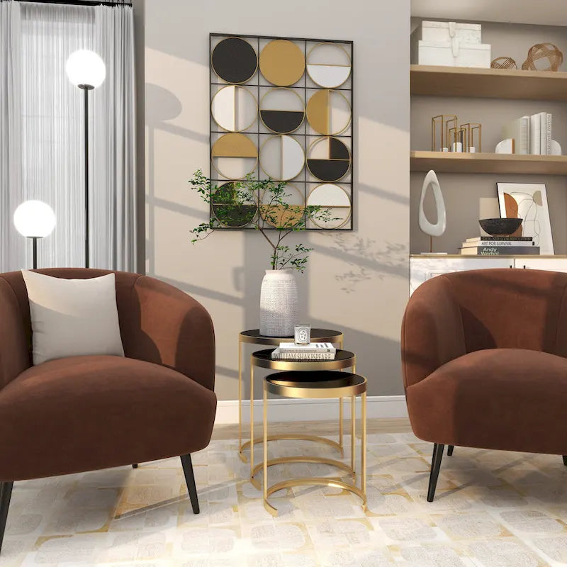 Tables d'appoint accentuées en métal noir/doré (paquet de 3)