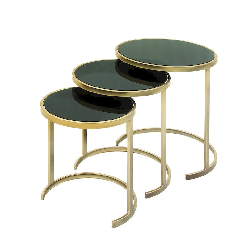 Tables d'appoint accentuées en métal noir/doré (paquet de 3)