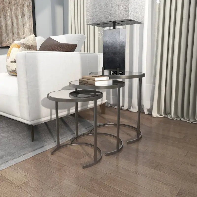 Tables d'appoint accentuées en métal noir/doré (paquet de 3)