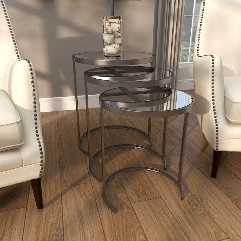 Tables d'appoint accentuées en métal noir/doré (paquet de 3)