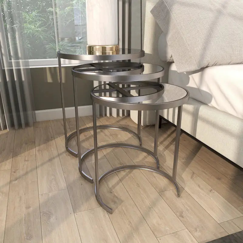Tables d'appoint accentuées en métal noir/doré (paquet de 3)