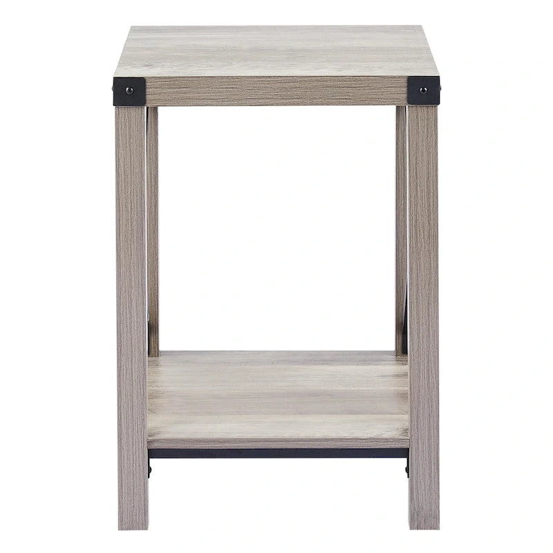 Table d'appoint ou de chevet de ferme CO-Z de 16 pouces avec étagère de rangement