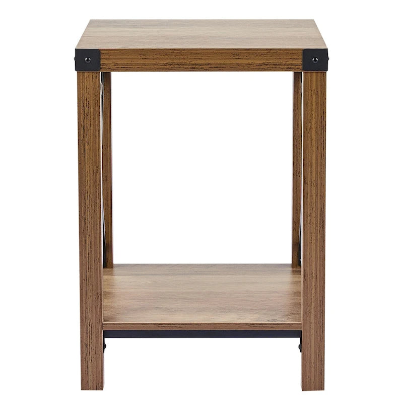 Table d'appoint ou de chevet de ferme CO-Z de 16 pouces avec étagère de rangement