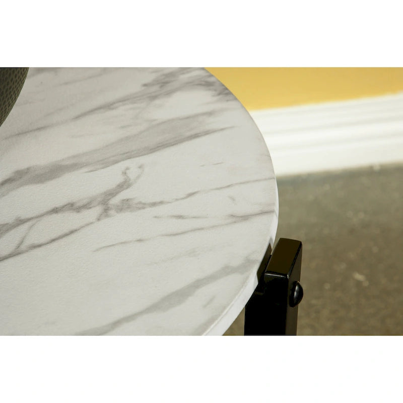 Table d'appoint Myranda en faux marbre blanc et noir