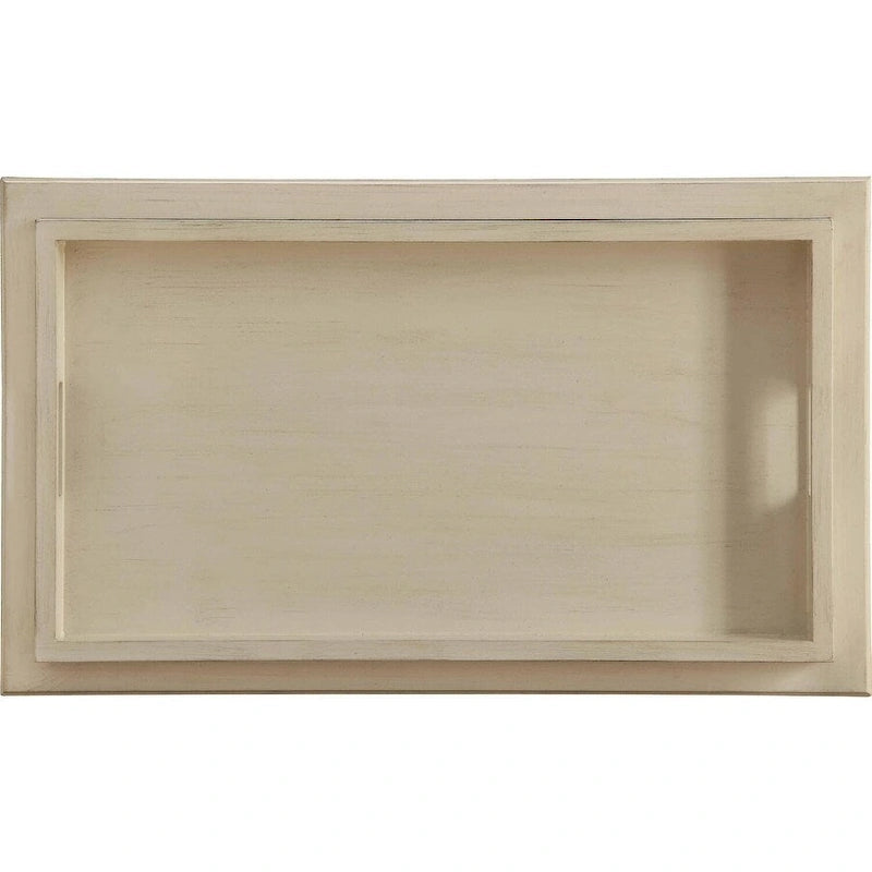 HomeRoots Chariot de bar roulant en bois blanc vieilli 30 po L x 18 po P x 32 po H