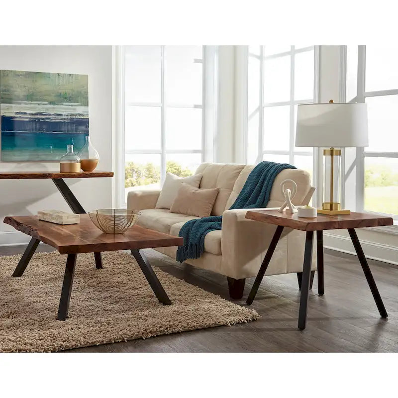 Table basse rectangulaire Reese Live Edge en acacia naturel