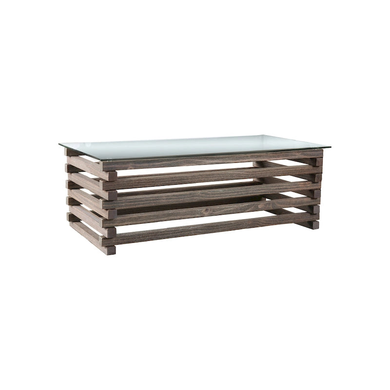 Table basse Lown contemporaine gris 122 cm en bois massif par Furniture of America