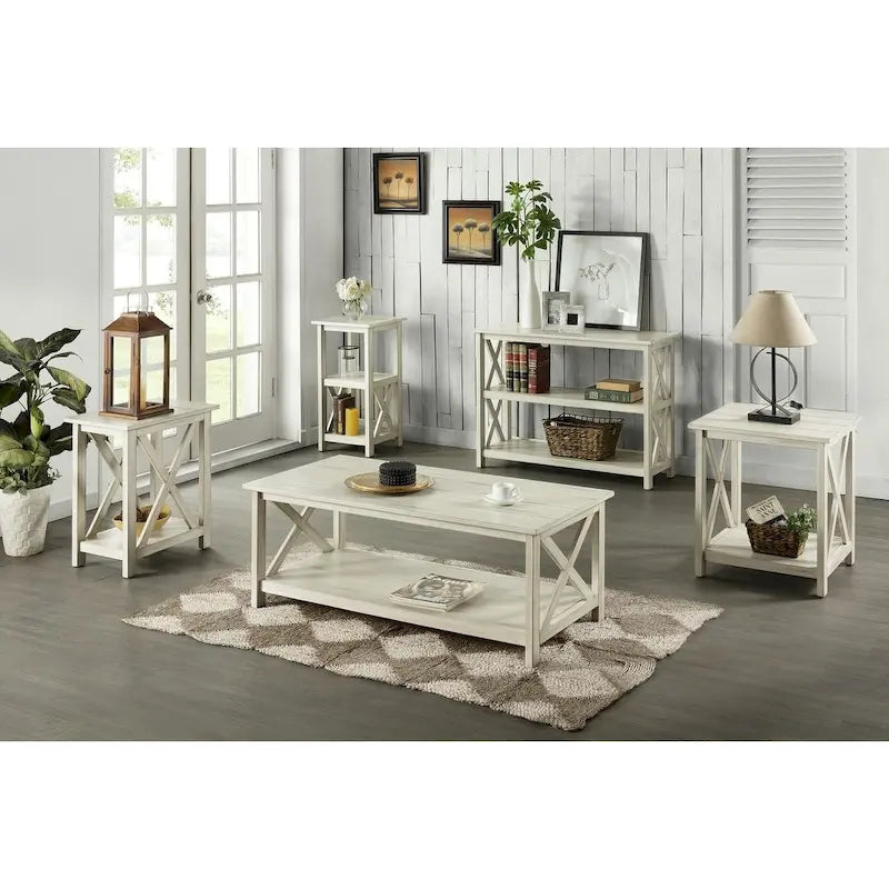 Table basse en bois blanc vieilli Jamestown