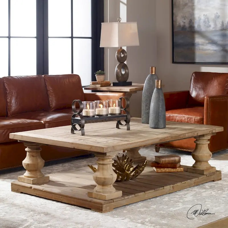 Table basse rustique Uttermost Stratford Patina vieillie