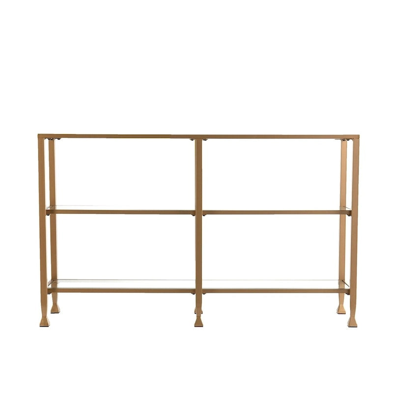 Console étroite SEI Furniture Jensen en métal avec étagères en verre - Doré