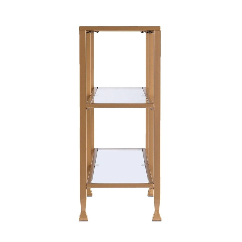 Console étroite SEI Furniture Jensen en métal avec étagères en verre - Doré